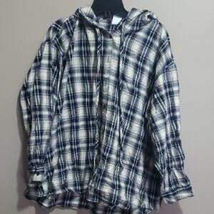 Plaid Hooded Jacket Plus Size
